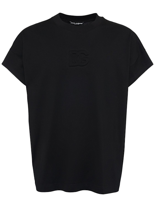 Dolce&Gabbana: Logo embossed jersey t-shirt - men_0 | Luisa Via Roma