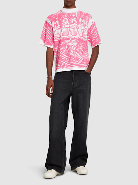 Marni: T-Shirt aus Jersey „Pink Cake“ - Lily White - men_1 | Luisa Via Roma