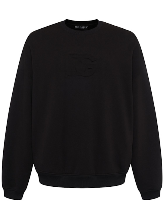 Dolce&Gabbana: Logo embossed jersey sweatshirt - men_0 | Luisa Via Roma