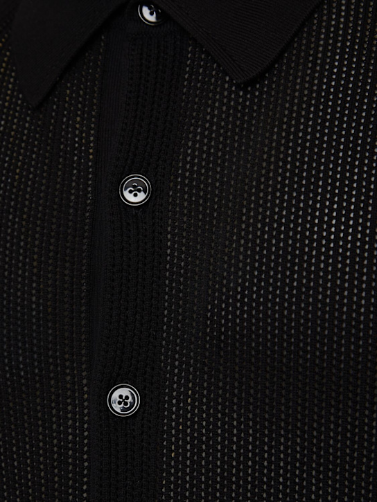 Dolce&Gabbana: Long sleeve cotton knit shirt - Black - men_3 | Luisa Via Roma