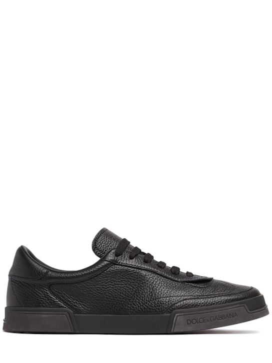 Dolce&Gabbana: Formale leather low sneakers - Nero/Nero - men_0 | Luisa Via Roma