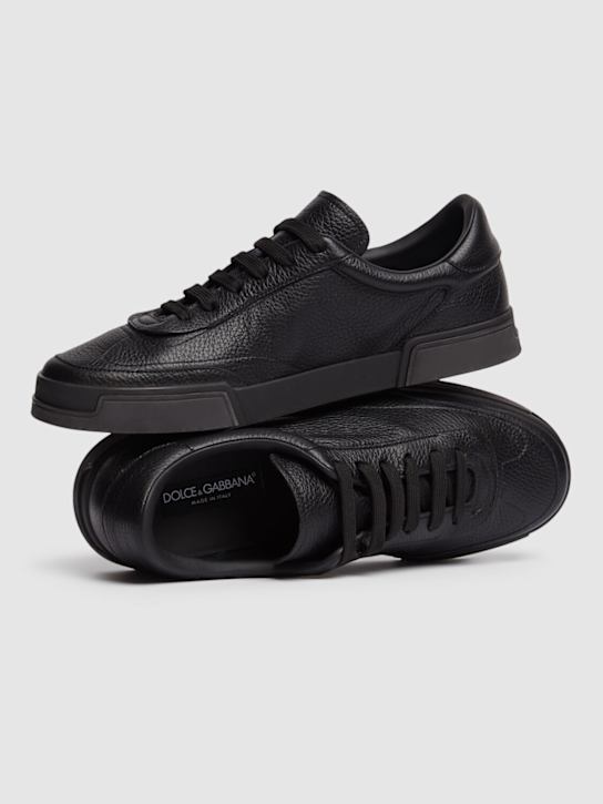 Dolce&Gabbana: Formale leather low sneakers - Nero/Nero - men_3 | Luisa Via Roma