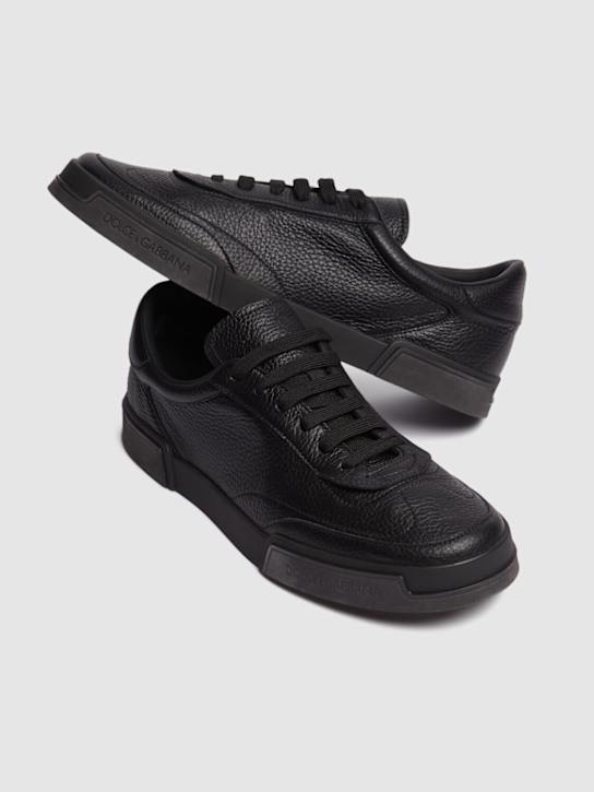 Dolce&Gabbana: Formale leather low sneakers - Nero/Nero - men_2 | Luisa Via Roma