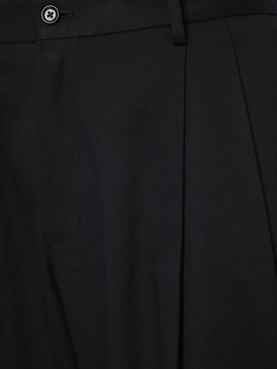 Dolce&Gabbana: Double pleat cotton blend amphora pants - Black - men_3 | Luisa Via Roma