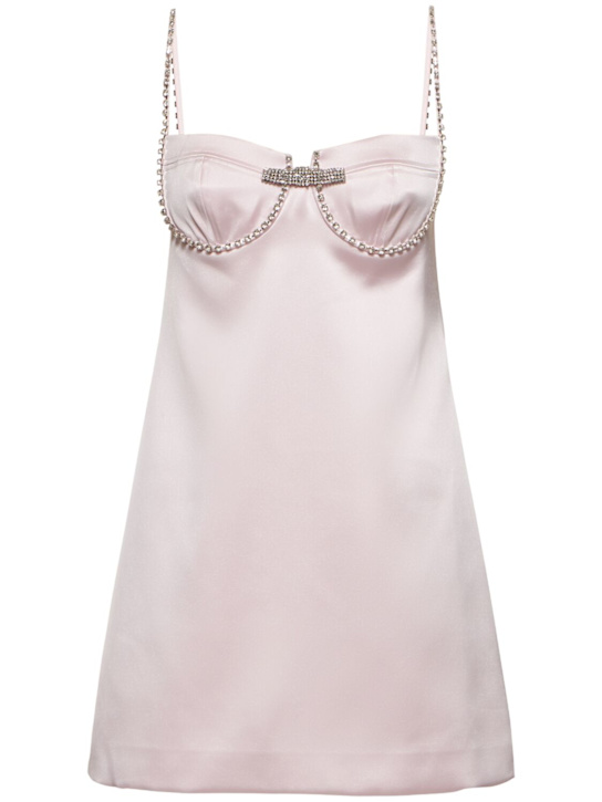 Self-portrait: Embellished satin mini dress - women_0 | Luisa Via Roma