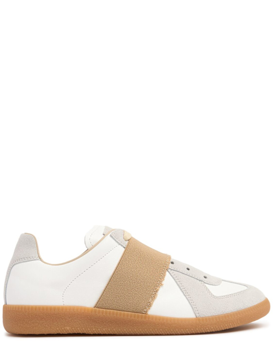 Maison Margiela: 30mm Replica leather sneakers - White/Nude - women_0 | Luisa Via Roma