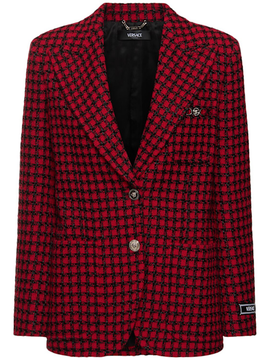 Versace: 羊毛混纺花呢单排扣夹克 - women_0 | Luisa Via Roma