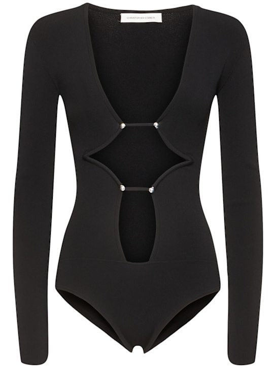 Christopher Esber: Bracket viscose blend jersey bodysuit - Black - women_0 | Luisa Via Roma