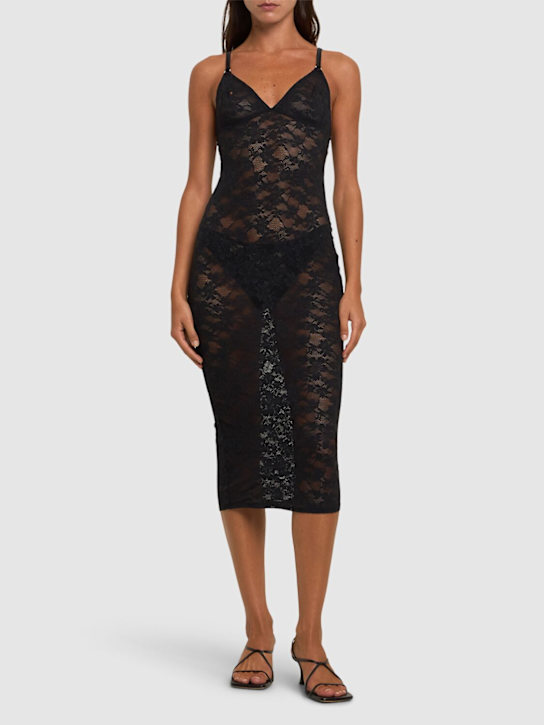 Fleur Du Mal: Le Stretch lace midi dress - women_1 | Luisa Via Roma