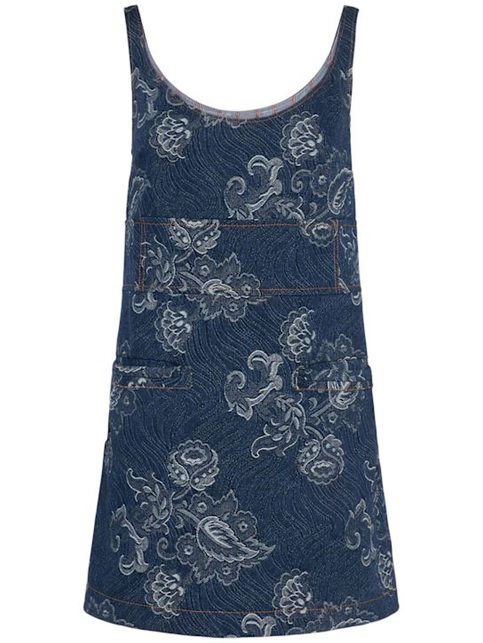 Etro: Printed denim mini dress - women_0 | Luisa Via Roma
