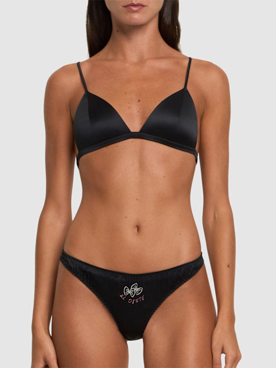 Fleur Du Mal: Molded Luxe silk triangle bra - women_1 | Luisa Via Roma
