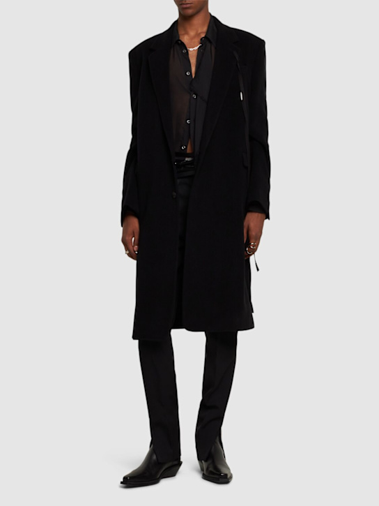 Ann Demeulemeester: Tailored wool & cashmere coat - Black - men_1 | Luisa Via Roma