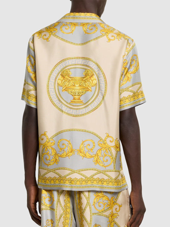 Versace: Baroque print short sleeve silk shirt - men_2 | Luisa Via Roma