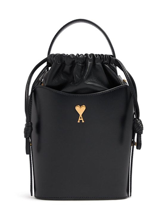AMI Paris: Mini Paris Paris leather bucket bag - women_0 | Luisa Via Roma
