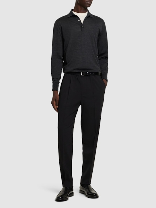 Zegna: Regular fit wool blend jogger pants - men_1 | Luisa Via Roma