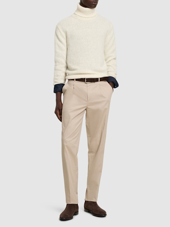 Zegna: Single pleat premium cotton blend pants - men_1 | Luisa Via Roma