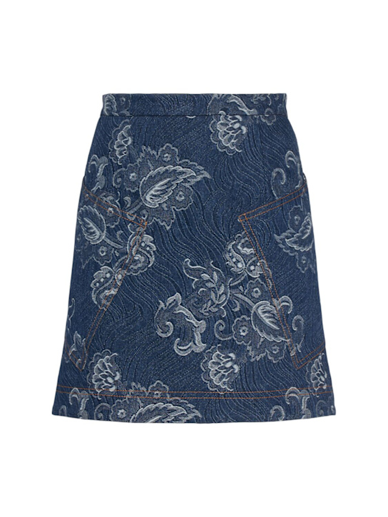 Etro: Printed denim mini skirt - women_0 | Luisa Via Roma