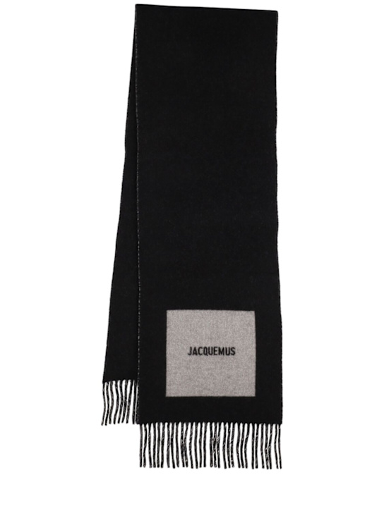 Jacquemus: L'Echarpe Rond Carré wool scarf - Multi-black - men_0 | Luisa Via Roma