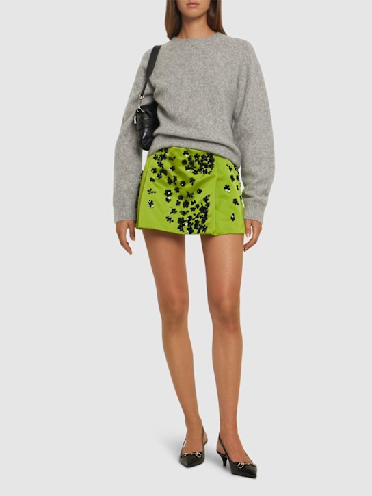 Des Phemmes: Embellished duchesse mini skirt - Lime/Black - women_1 | Luisa Via Roma