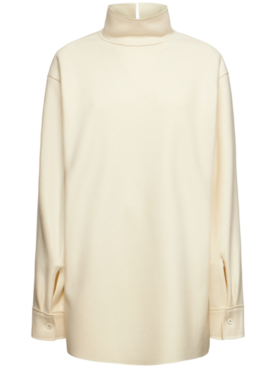 Jil Sander: Compact wool high neck top w/splits - women_0 | Luisa Via Roma