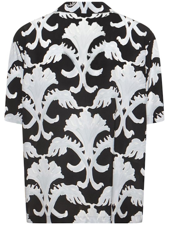 Valentino: Printed silk crepe short sleeve shirt - Black/White - men_4 | Luisa Via Roma