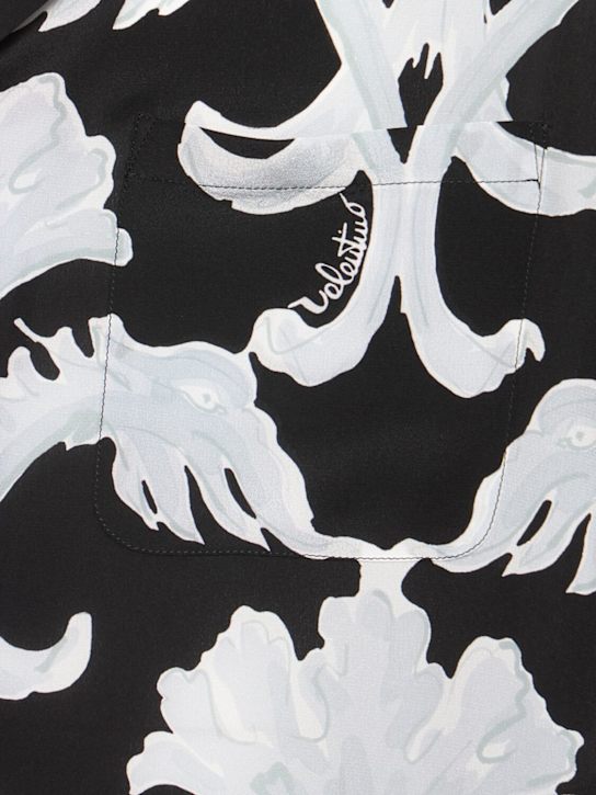 Valentino: Printed silk crepe short sleeve shirt - Black/White - men_3 | Luisa Via Roma