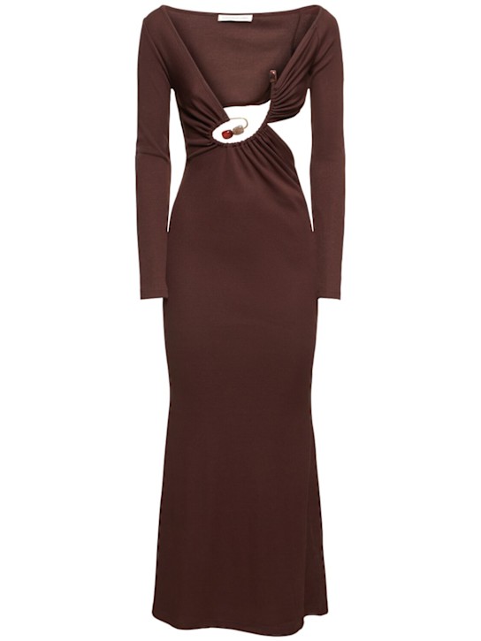 Christopher Esber: Spiral crystal compact rib long dress - women_0 | Luisa Via Roma
