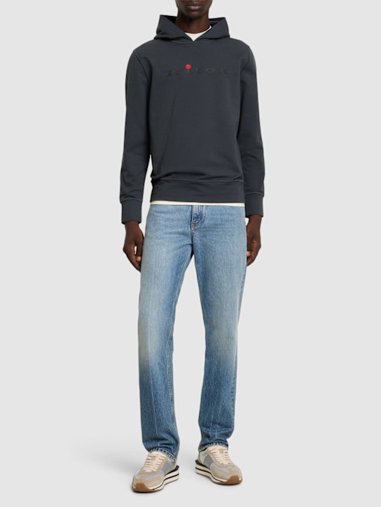 Kiton: Cotton blend logo sweatshirt - men_1 | Luisa Via Roma