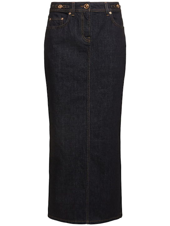 Versace: Denim long skirt - women_0 | Luisa Via Roma
