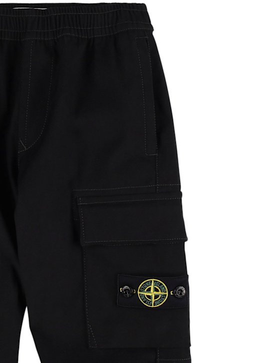 Stone Island Junior: Cotton blend cargo pants - Black - kids-boys_1 | Luisa Via Roma