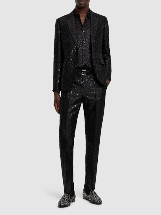 Versace: Lurex leopard jacquard blazer - men_1 | Luisa Via Roma