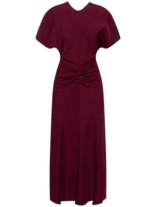 Victoria Beckham: Gathered-waist viscose midi dress - women_0 | Luisa Via Roma