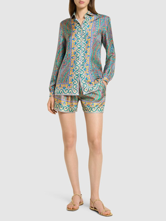 Etro: Printed silk shorts - women_1 | Luisa Via Roma