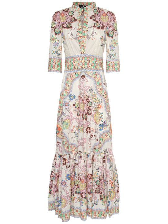 Printed cotton blend midi dress - Thumbnail 1