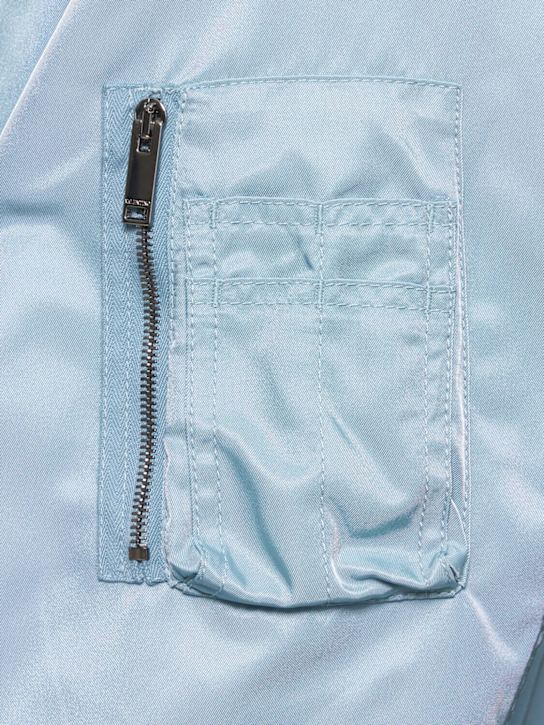 Valentino: Embroidered logo varsity bomber jacket - Blue - men_3 | Luisa Via Roma