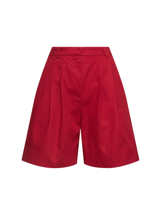 POSSE: Wesley high waist cotton shorts - Red - women_0 | Luisa Via Roma