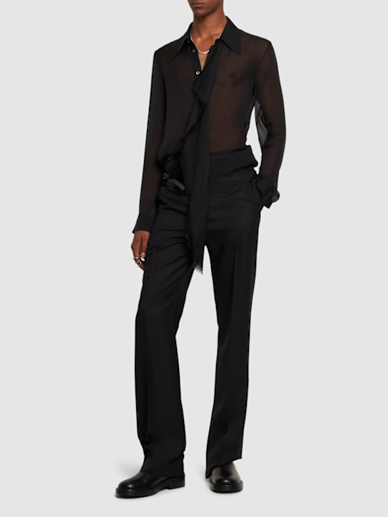 Ann Demeulemeester: Bjarn silk sheer shirt - men_1 | Luisa Via Roma