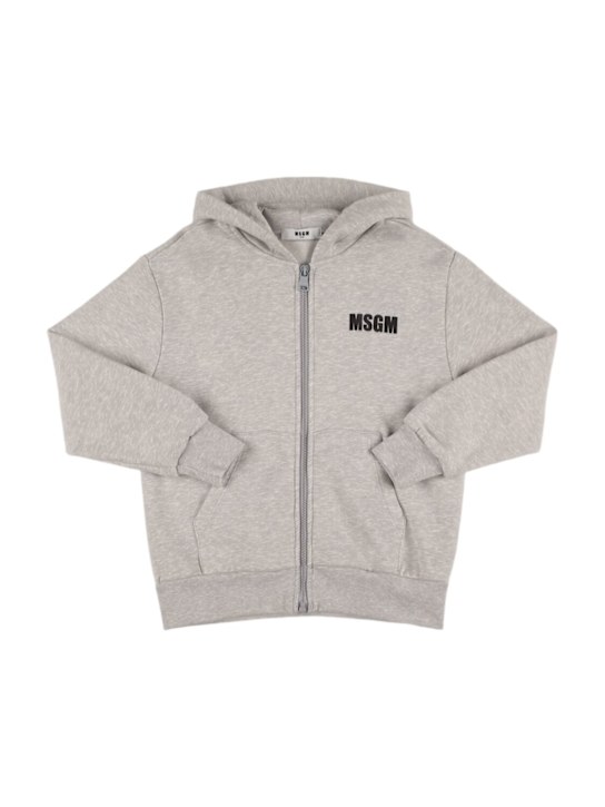 MSGM: Printed cotton zipped hoodie - kids-boys_1 | Luisa Via Roma