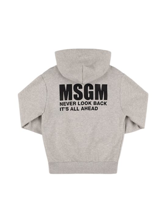 MSGM: Printed cotton zipped hoodie - kids-boys_0 | Luisa Via Roma