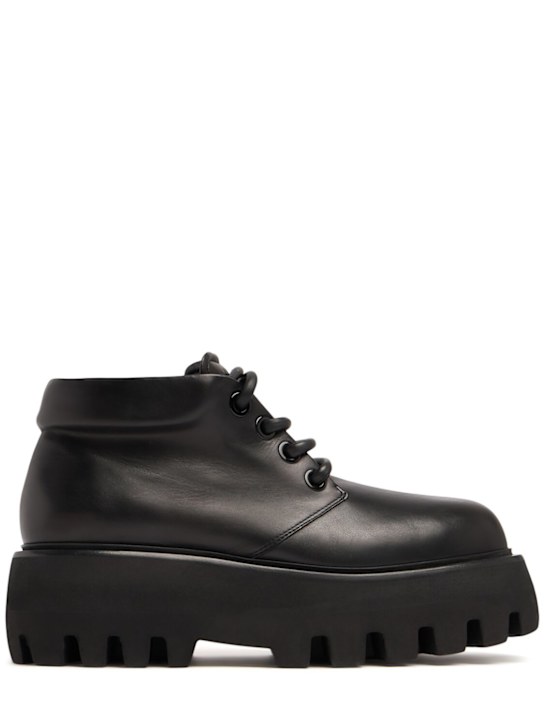 Alexander McQueen: 70mm Sofa leather lace-up shoes - Black - men_0 | Luisa Via Roma