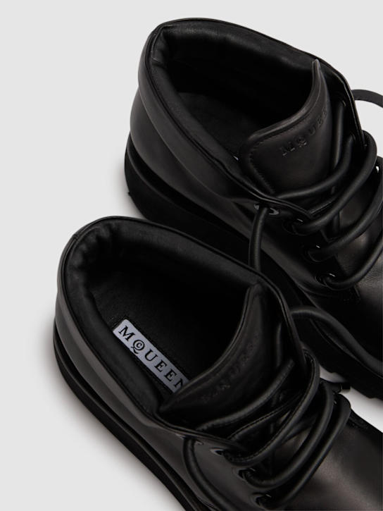 McQueen: 70mm Sofa leather lace-up shoes - Black - men_3 | Luisa Via Roma