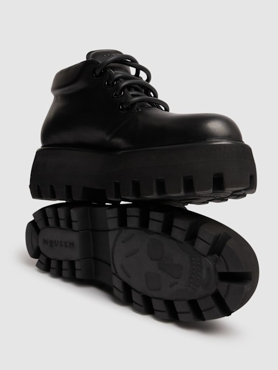 McQueen: 70mm Sofa leather lace-up shoes - Black - men_4 | Luisa Via Roma