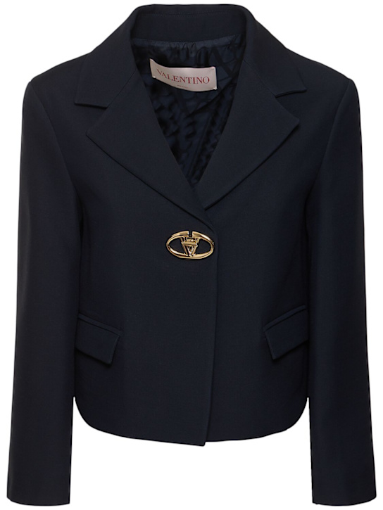 Valentino: Crepe couture logo jacket - women_0 | Luisa Via Roma