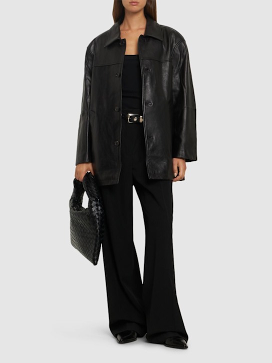 Dunst: Unisex buttoned leather jacket - Black - women_1 | Luisa Via Roma