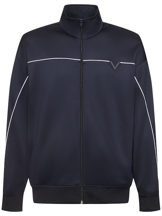 Valentino: Double cotton blend jersey tracksuit - Navy - men_0 | Luisa Via Roma