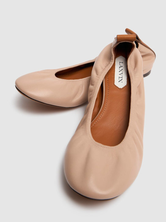 Lanvin: Ballerines en cuir 5 mm - Beige Foncé - women_1 | Luisa Via Roma