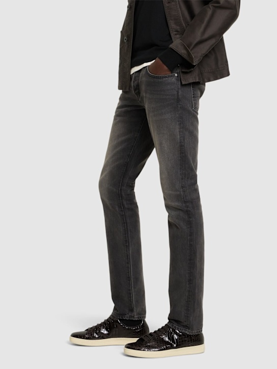 Tom Ford: Warwick shiny croc embossed low sneakers - men_1 | Luisa Via Roma