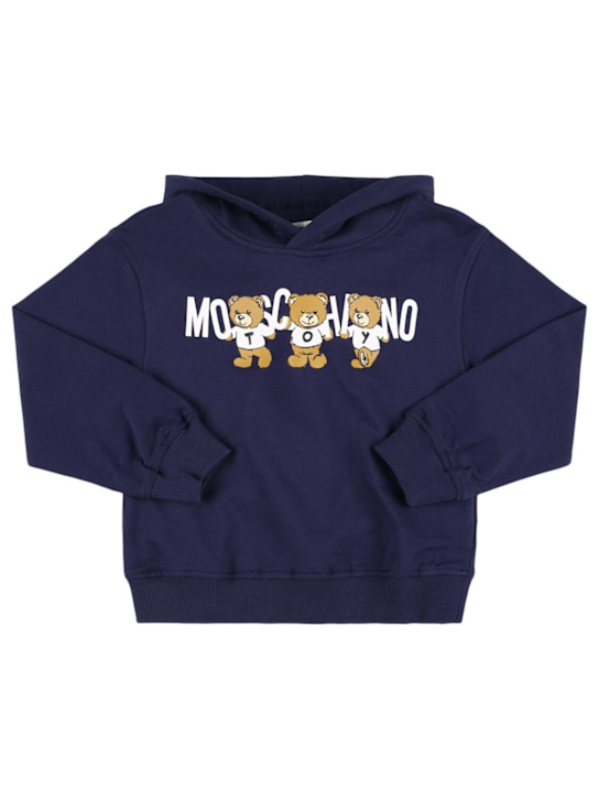 Moschino: コットンフーデッドスウェットシャツ - kids-boys_0 | Luisa Via Roma