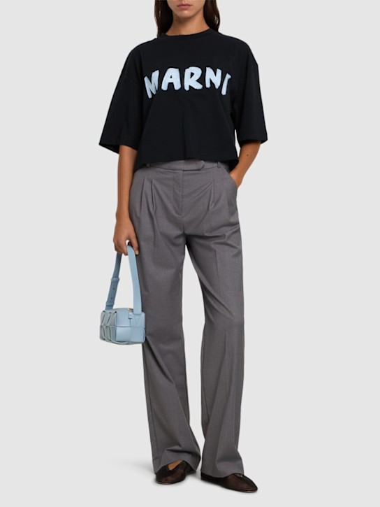 Marni: Printed logo cotton jersey t-shirt - Black - women_1 | Luisa Via Roma