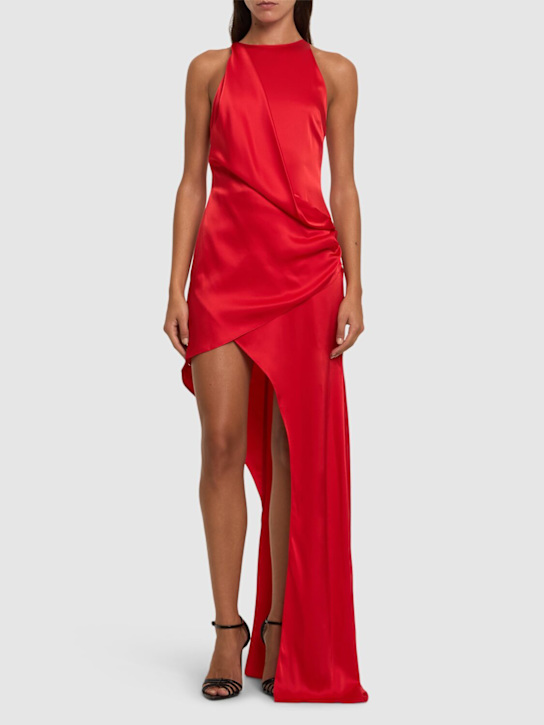 David Koma: Asymmetric satin long dress - women_1 | Luisa Via Roma